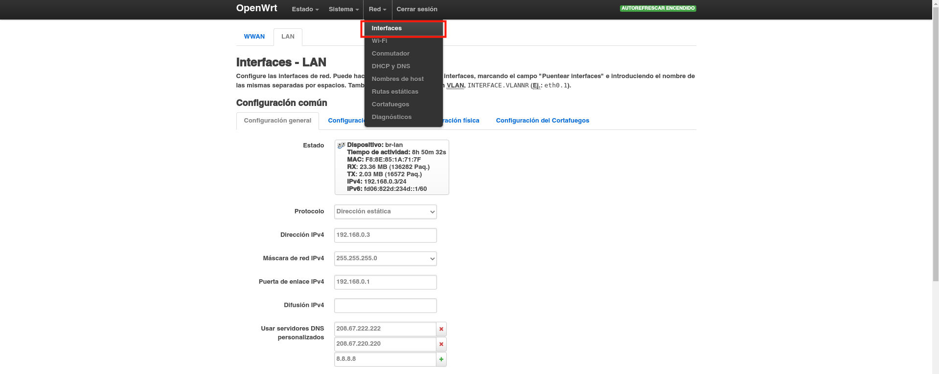 Openwrt настройка lan dhcp